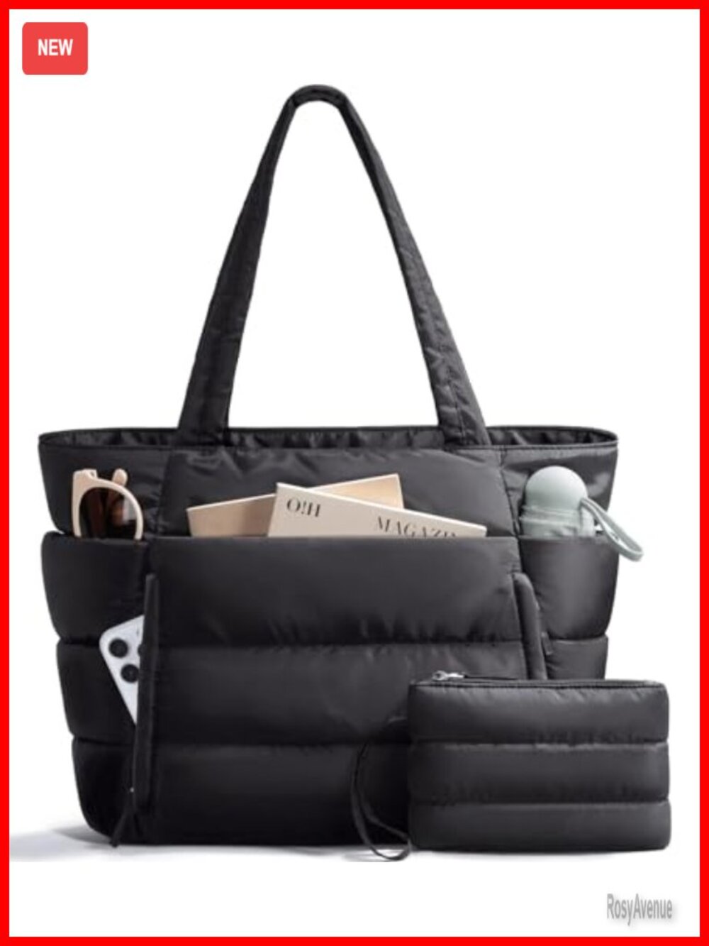 Puffer Tote Bag Lightweight Quilted Travel Gym Work Shoulder Bag